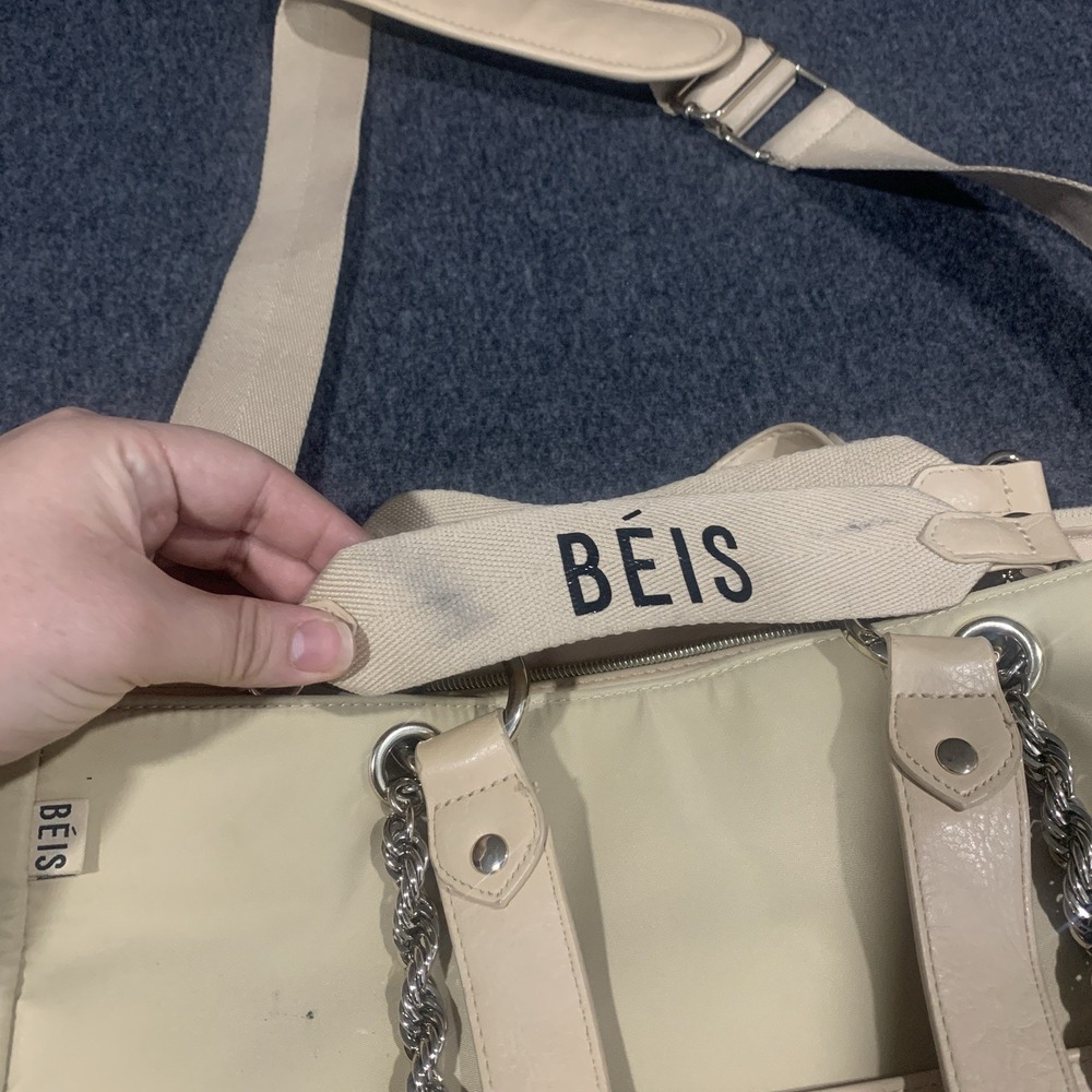 Beis The Baby Bag in Beige/Cream Trim Vegan Leather Multi Straps - Picture 9 of 16